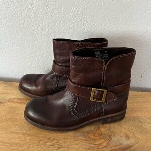 MIZ MOOZ Brown Leather Jolie Booties Buckle Split Shaft Ankle Boots Size 8.5